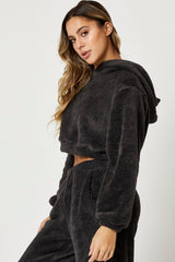 CHARCOAL Teddy Hoodie Top