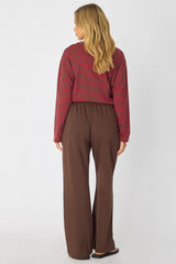 Brown Track Pants Wide Leg