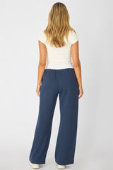 Blue Track Pants Contrast Waist