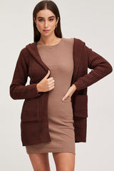 Brown Knit Cardigan Long Sleeve Relaxed