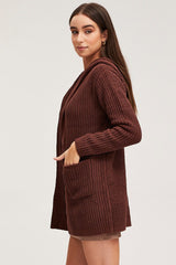 Brown Knit Cardigan Long Sleeve Relaxed