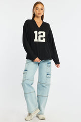Black V-neck Sweater Long Sleeve