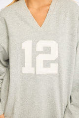 Grey V-neck Sweater Long Sleeve