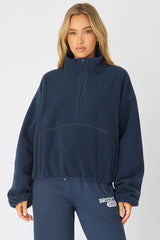 Blue Oversized Fit Long Sleeve Fleece Sweater