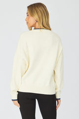 White Number Graphic Knit Sweater