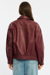 Red Bomber Jacket Faux Leather