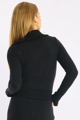 Black Zip Through Cardigan Soft Touch