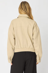 Beige Bomber Jacket Twill