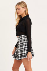 Check Pleated Skirt Mini Tennis