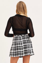 Check Pleated Skirt Mini Tennis