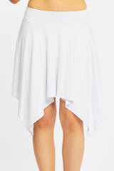 White Midi Scarf Skirt Handkerchief Hem Modal Blend