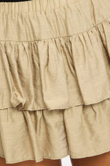 Grey Mini Ruffle Skort Skirt Elasticated Waist Textured