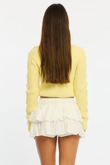 White Mini Ruffle Skort Skirt Elasticated Waist Textured