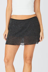 Metallic Metallic Mini Skort Skirt Mid Waisted Shorts Lined