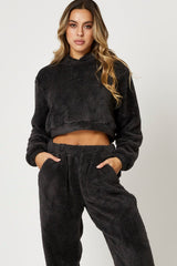 CHARCOAL Teddy Hoodie Top