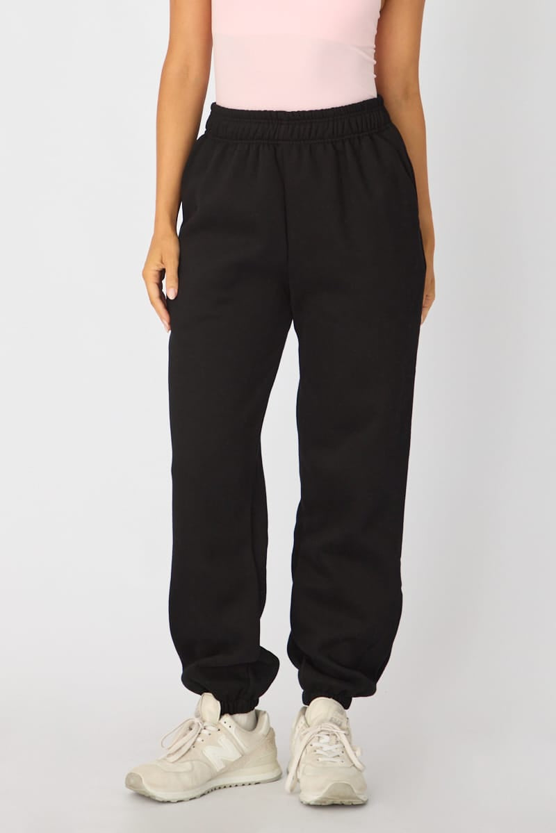 Black Track Pants Elasticated Waist