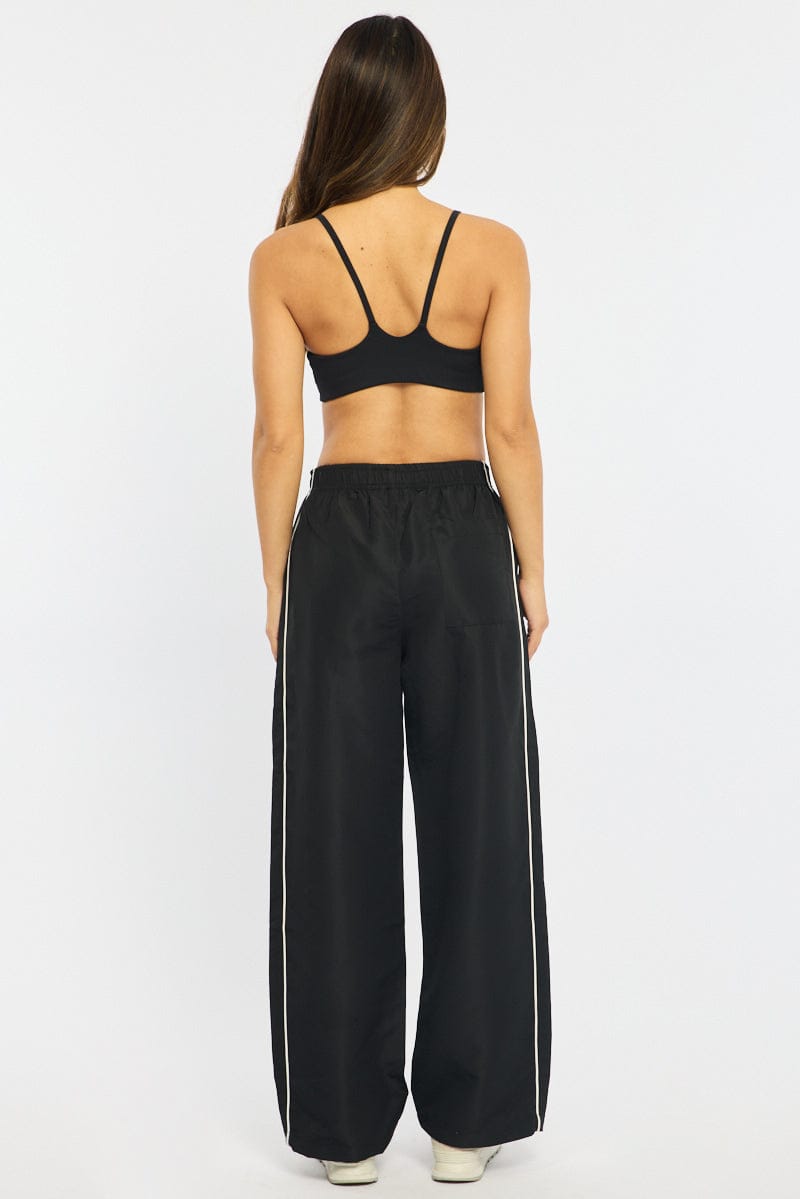 Black Track Pants Wide Leg