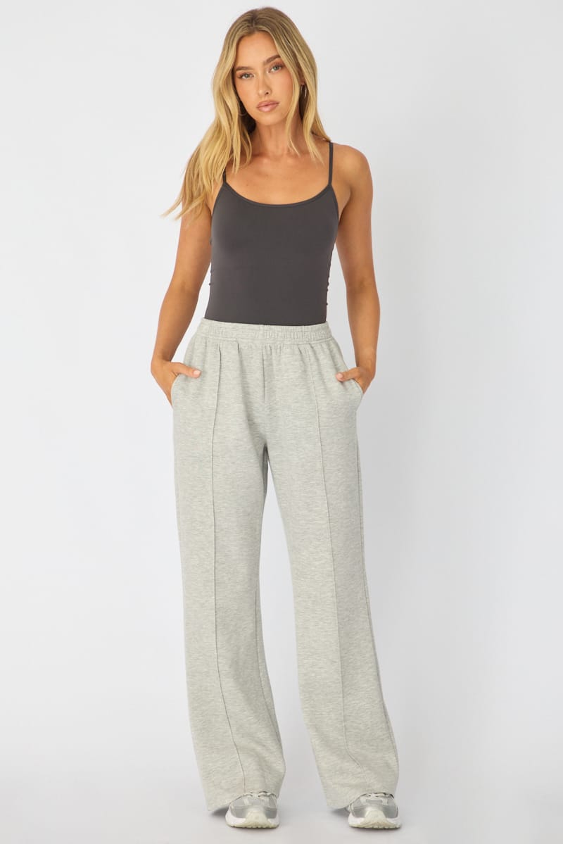 Grey Track Pants Wide Leg