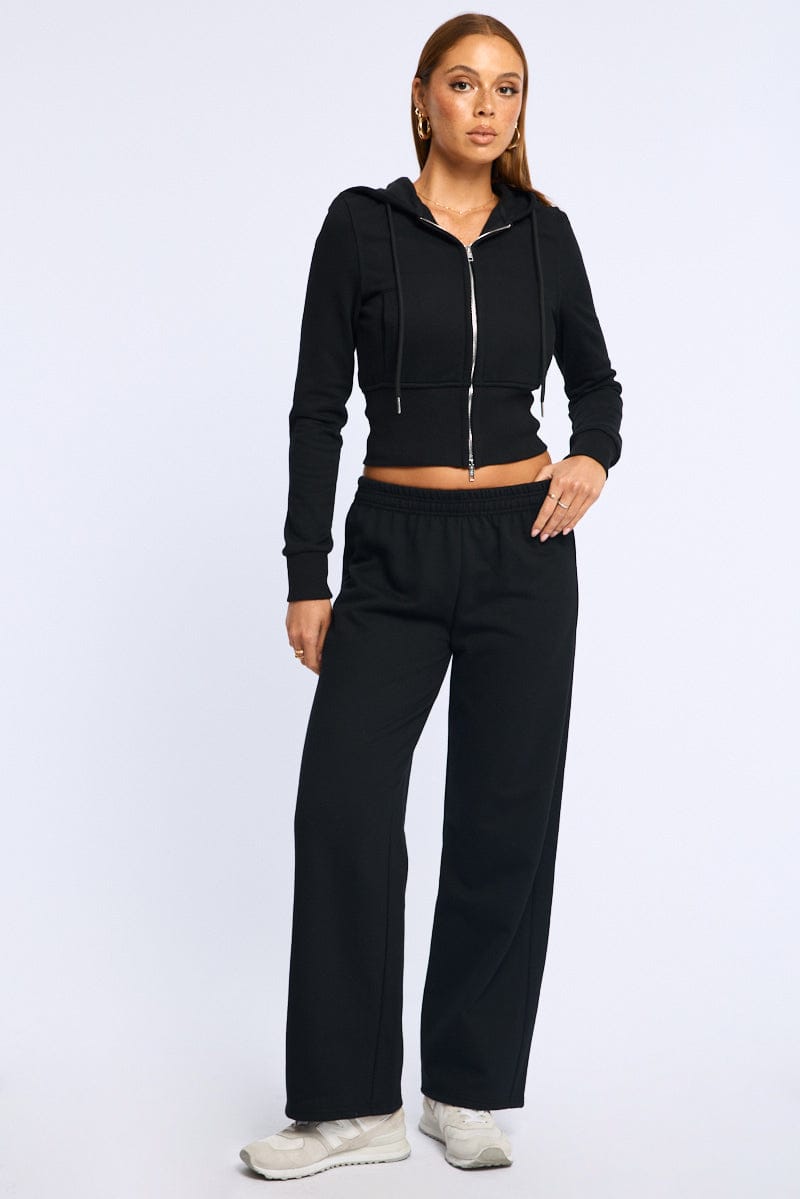 Black Track Pants Wide Leg