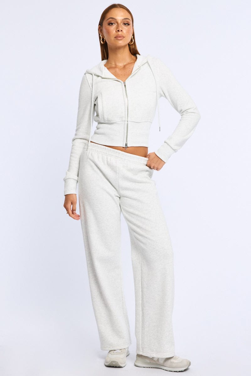 Grey Track Pants Wide Leg