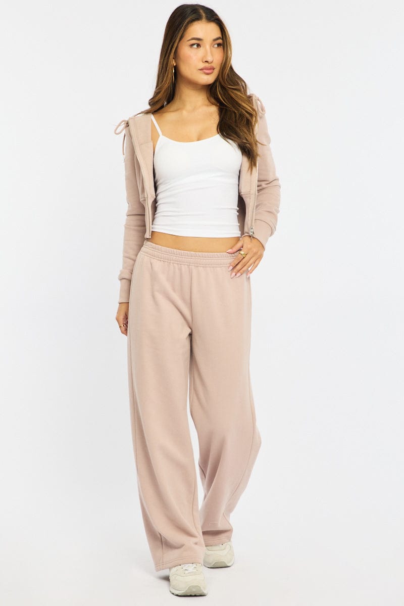 Brown Track Pants Wide Leg