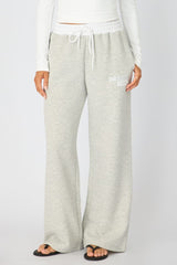 Grey Track Pants Contrast Waist