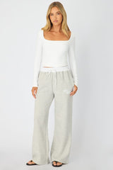 Grey Track Pants Contrast Waist