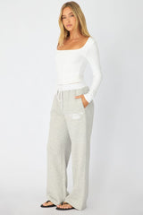 Grey Track Pants Contrast Waist
