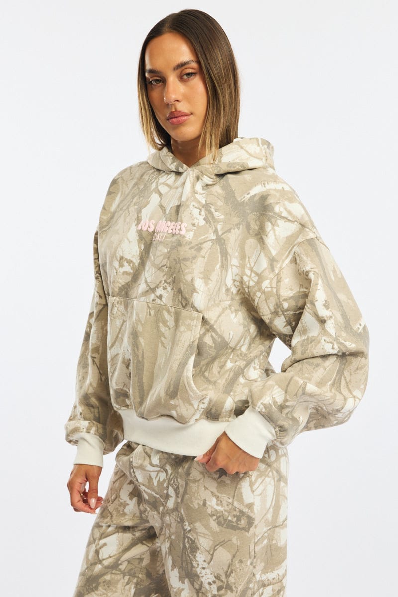 Green Print Hoodie Sweater