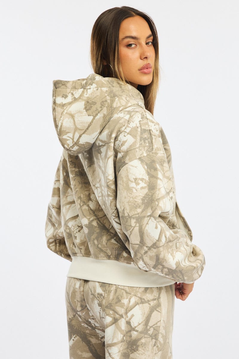 Green Print Hoodie Sweater