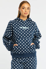 Blue Polka Dot Hoodie Sweater