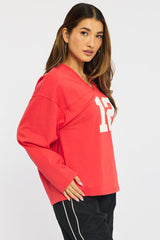 Red V-neck Sweater Long Sleeve