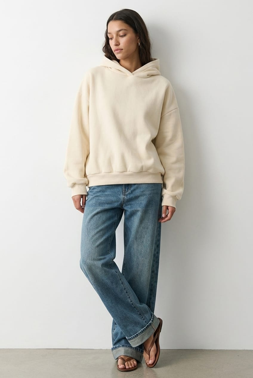 White Graphic Hoodie Sweater Long Sleeve