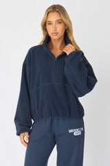 Blue Oversized Fit Long Sleeve Fleece Sweater