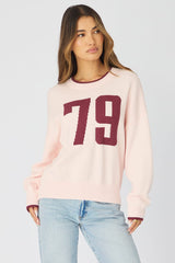 Pink Number Graphic Knit Sweater