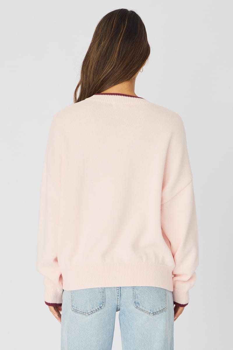 Pink Number Graphic Knit Sweater
