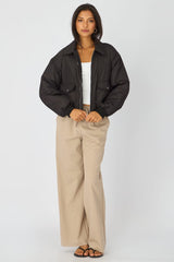 Black Bomber Jacket Collared