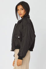 Black Bomber Jacket Collared