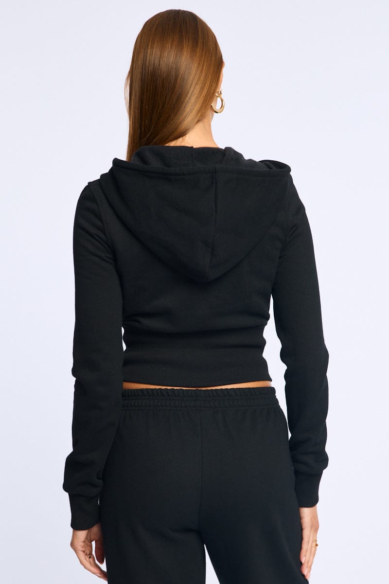 Black Zip Through Hoodie