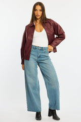 Red Bomber Jacket Faux Leather