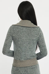 Grey Zip Through Cardigan Soft Touch
