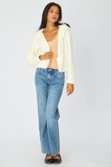 White Zip-up Hoodie Ultra Soft Teddy Fleece