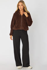 Brown Zip-up Hoodie Ultra Soft Teddy Fleece