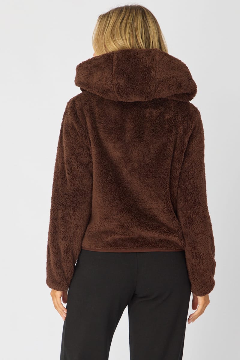 Brown Zip-up Hoodie Ultra Soft Teddy Fleece