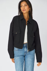 Black Bomber Jacket Twill