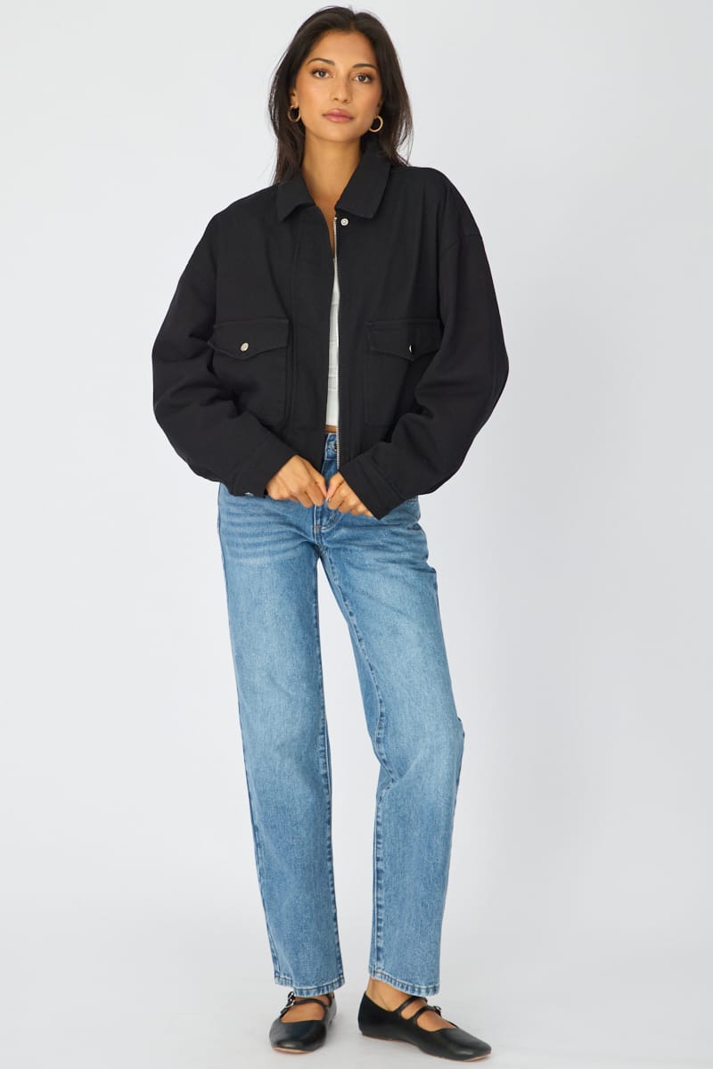 Black Bomber Jacket Twill