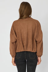 Beige Collared Jacket Suede