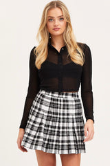 Check Pleated Skirt Mini Tennis