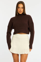White Knit Skort Skirt High Waisted Shorts Pleated