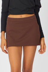Brown Ponte Mini Skirt Mid Waisted Tailor Fit